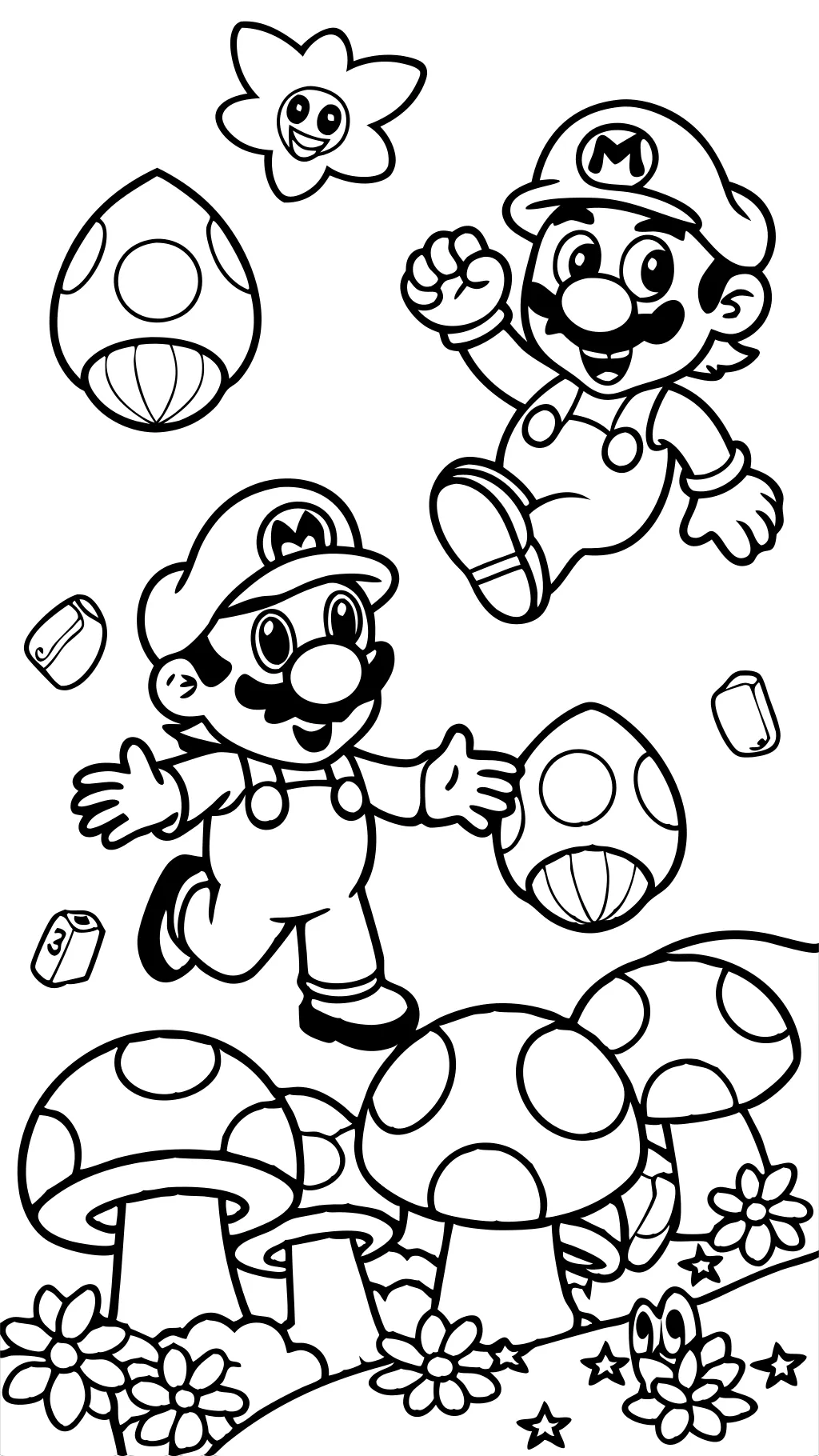 mario brothers free coloring pages